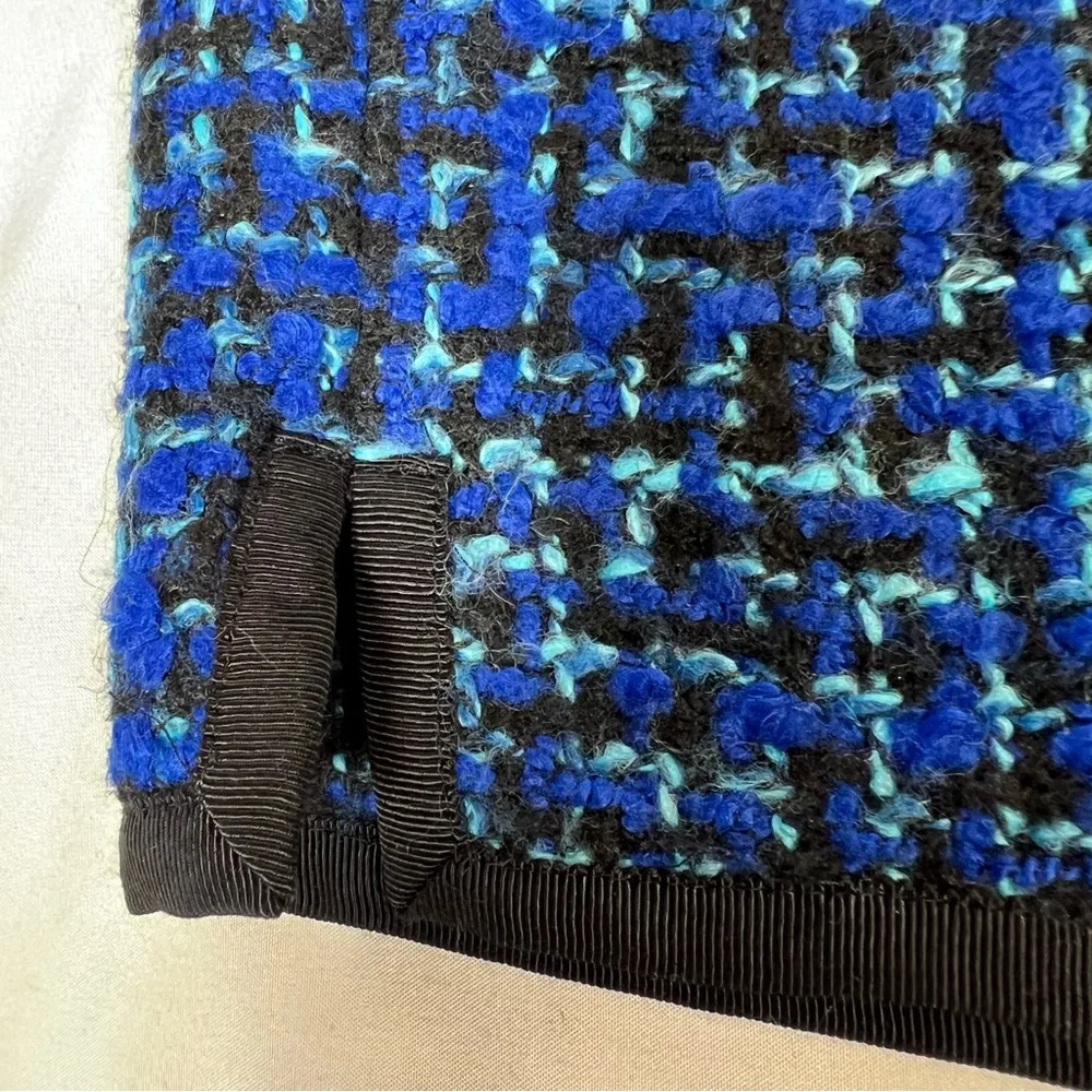 🎉HP🎉 J. Crew Blue Black Aqua Tweed Boucle Lined Mini Skirt Size 2